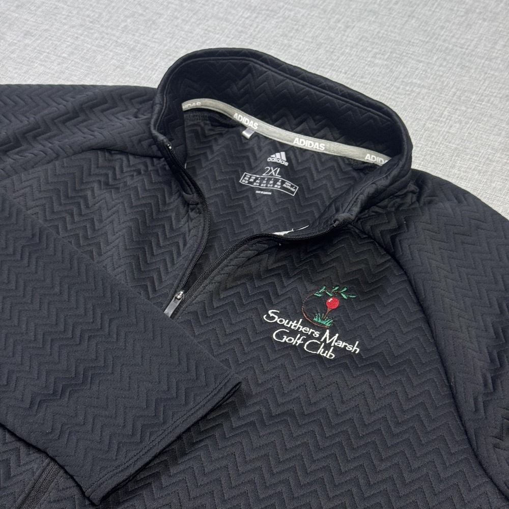 Adidas Southers Marsh Golf Club Quilted Jacket Mens 2XL Black Zip Logo Golf